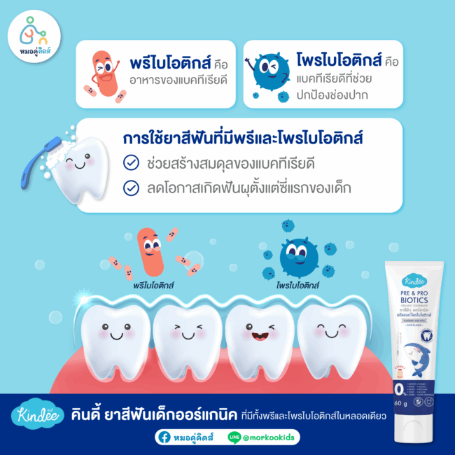 พรีและโพรไบโอติกส์ในยาสีฟันออร์แกนิคเด็ก